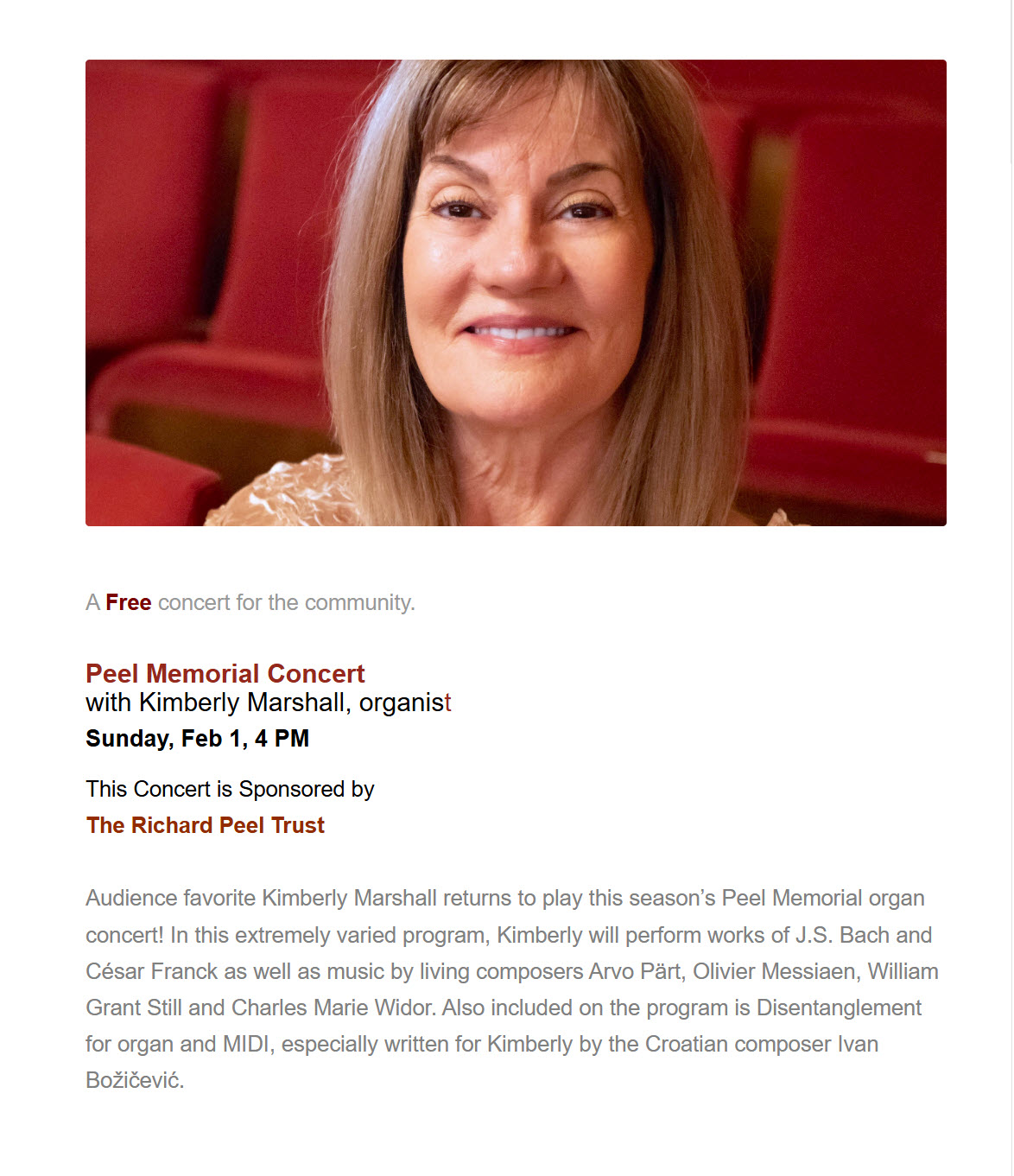 Kimberly Marshall, Organist